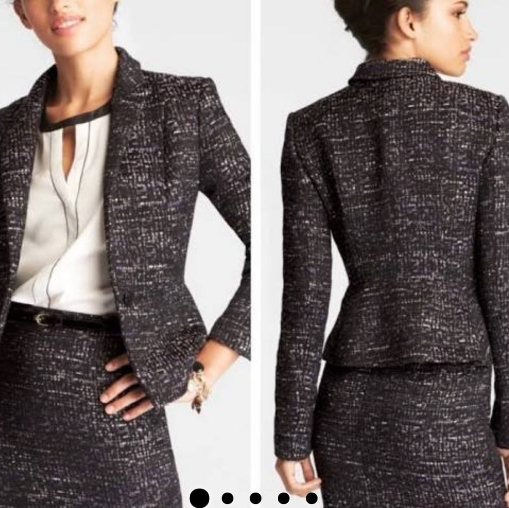 Ann Taylor Marled Tweed Blazer 8p